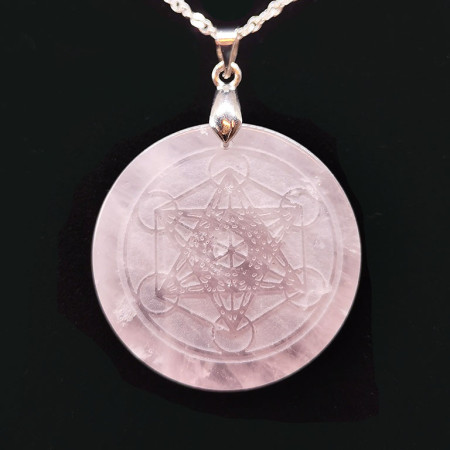 Quartz rose & Métatron - Pendentif Bélière