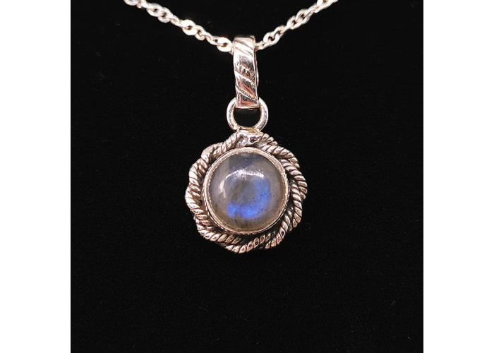 Labradorite extra bleue - Pendentif serti argent qualité joaillerie