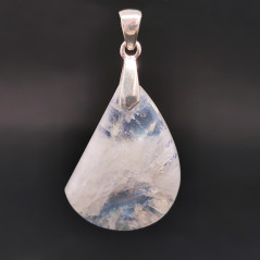 Labradorite Blanche - Pendentif Bélière Argent - Cabochon