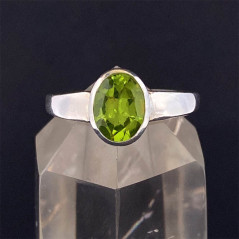 Péridot (Chrysolite) - Bague Sertie Argent - AAA+ - Facettée