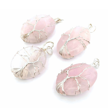 Quartz Rose - Pendentif Cabochon Artisanal