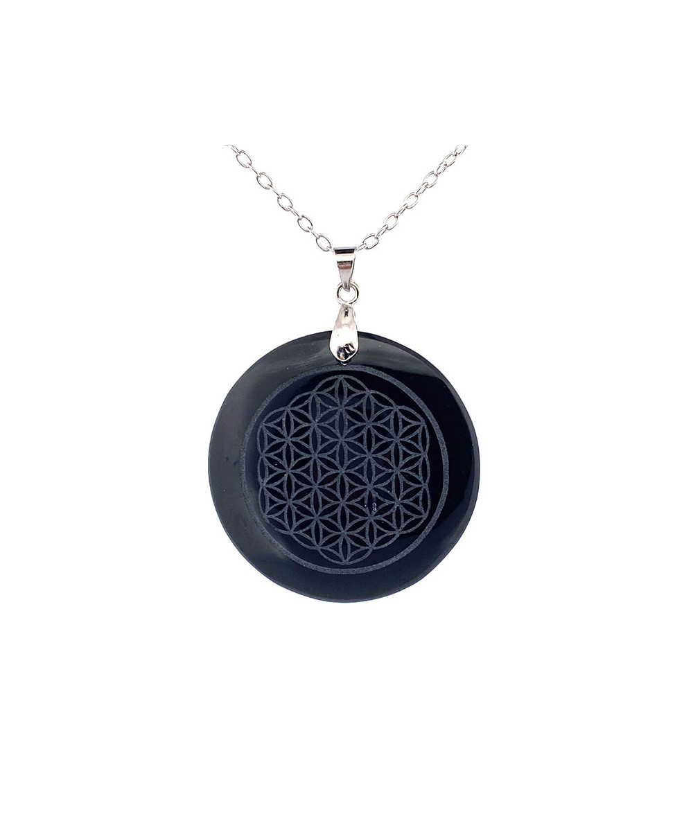 Obsidienne Noire - Pendentif Fleur de Vie