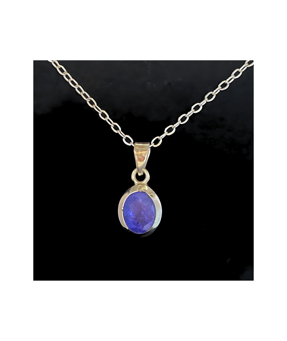 Tanzanite (Zoïsite Bleue) - Pendentif Serti Argent