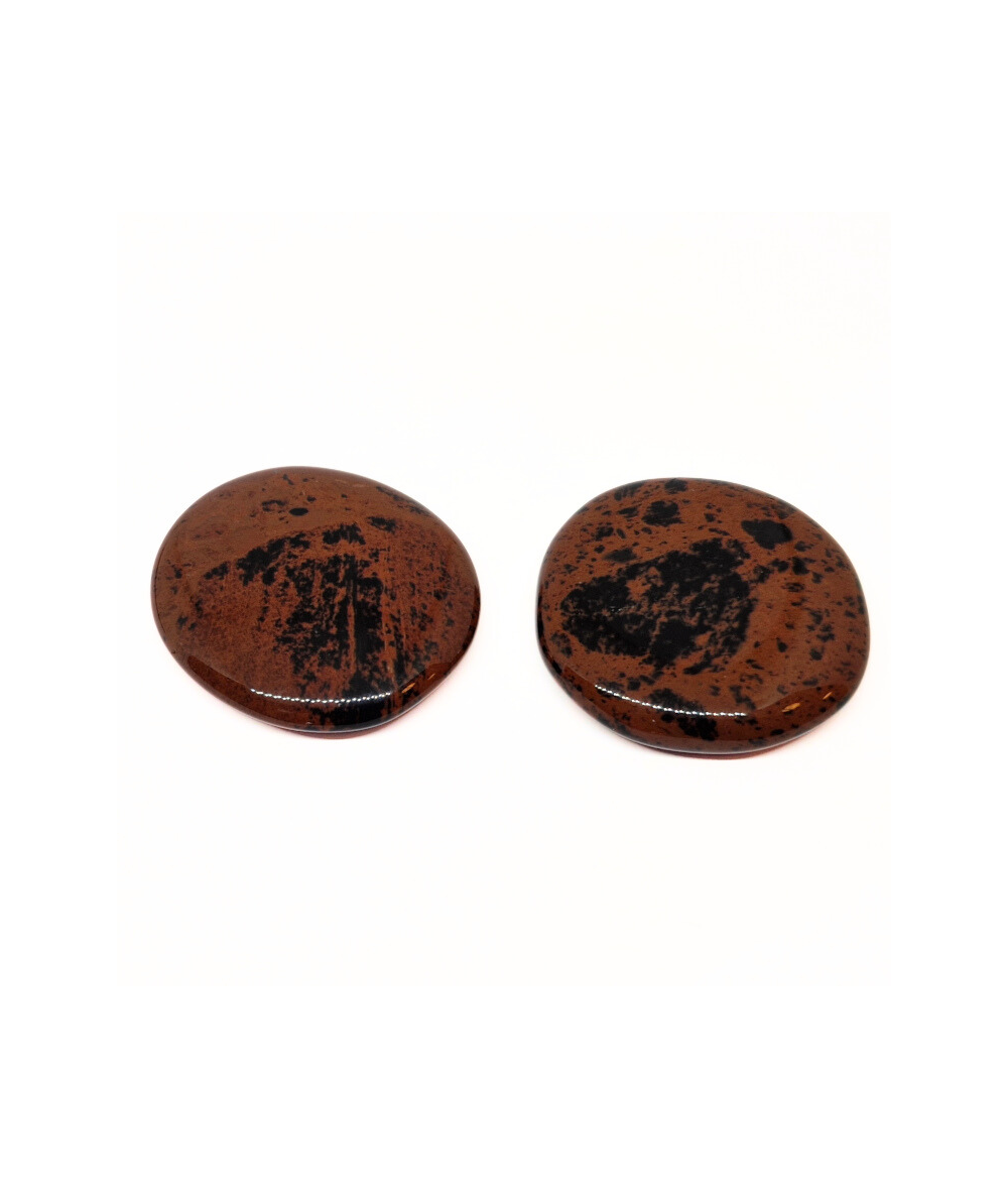 2 galets d'Obsidienne Acajou (Brune Ou Mahogany)