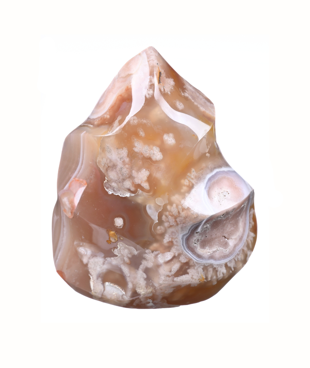 image de flamme polie en agate fleur