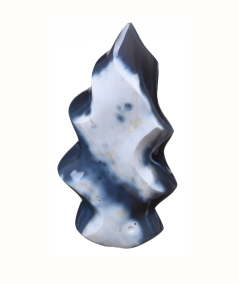 image de flamme polie en agate neige