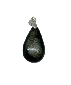 obsidienne argent - pendentif bélière